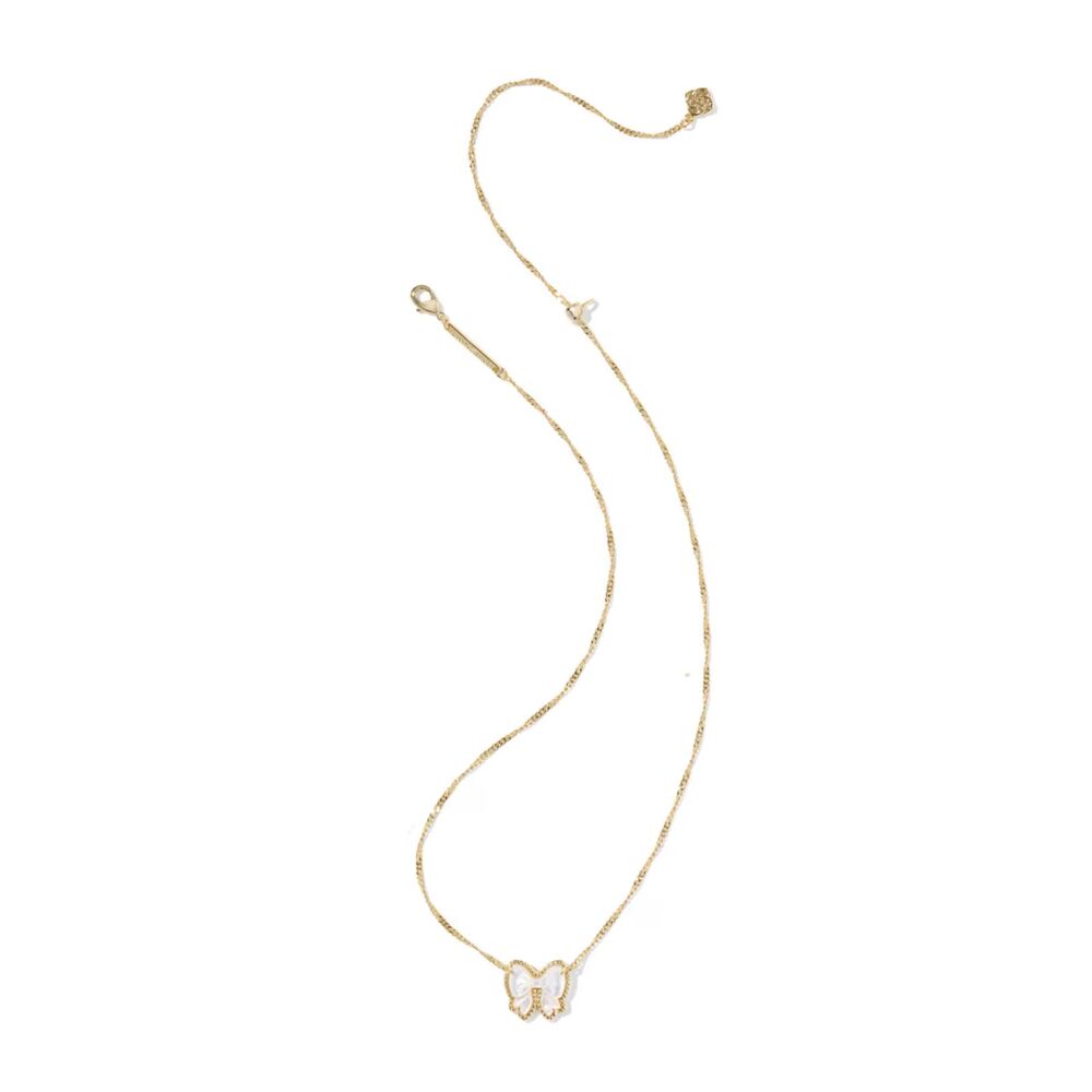 NWOT Kendra Scott Haley Bow Ivory Mother Of Pearl Gold Necklace - Picture 2 of 16